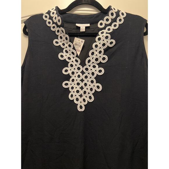 NWT Charter Club Women’s Embroidered Boho Stretch Knit Shift Dress Size 1X Black - Picture 5 of 6